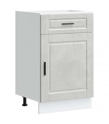 vidaXL Kitchen Base Cabinet Porto Concrete Grey Engineered — Size: 50 x 46 x 81.5 cm, Model: 1x bottom cabinet (1 door 1 drawer)