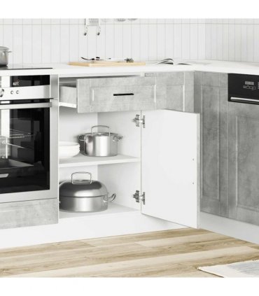vidaXL Kitchen Base Cabinet Porto Concrete Grey Engineered — Size: 50 x 46 x 81.5 cm, Model: 1x bottom cabinet (1 door 1 drawer)