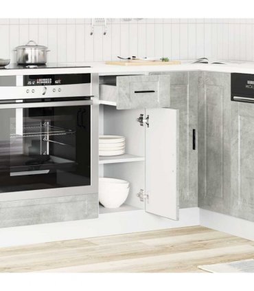 vidaXL Kitchen Base Cabinet Porto Concrete Grey Engineered — Size: 30 x 46 x 81.5 cm, Model: 1x bottom cabinet (1 door 1 drawer)