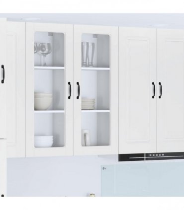 vidaXL Wall Glass Cabinet PORTO White 40 x 31 x 100 cm Engineered Wood — Model: 1x wall glass cabinet (1 door)