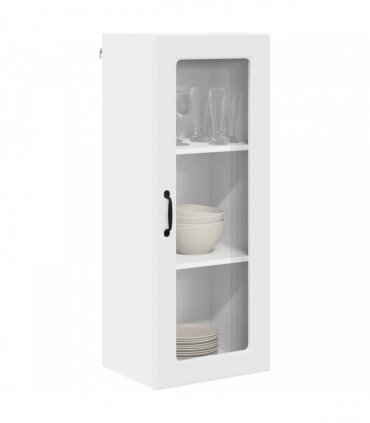 vidaXL Wall Glass Cabinet PORTO White 40 x 31 x 100 cm Engineered Wood — Model: 1x wall glass cabinet (1 door)