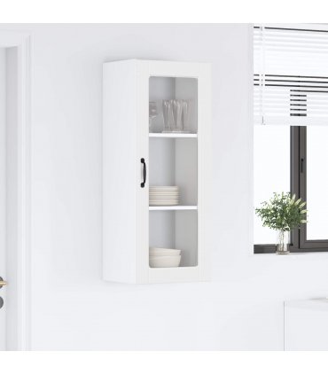 vidaXL Wall Glass Cabinet PORTO White 40 x 31 x 100 cm Engineered Wood — Model: 1x wall glass cabinet (1 door)