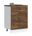 vidaXL Kitchen Base Cabinet Porto Smoked Oak Engineered Wood — Size: 60 x 46 x 81.5 cm, Model: 1x bottom cabinet (3 drawers)