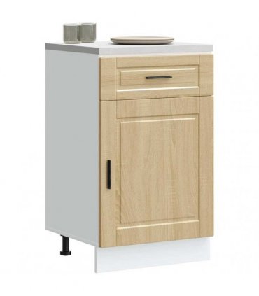 vidaXL Kitchen Base Cabinet Porto Sonoma Oak Engineered Wo — Size: 50 x 46 x 81.5 cm, Model: 1x bottom cabinet (1 door 1 drawer)