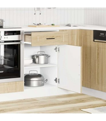 vidaXL Kitchen Base Cabinet Porto Sonoma Oak Engineered Wo — Size: 50 x 46 x 81.5 cm, Model: 1x bottom cabinet (1 door 1 drawer)