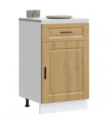 vidaXL Kitchen Base Cabinet Porto Artisan Oak Engineered W — Size: 50 x 46 x 81.5 cm, Model: 1x bottom cabinet (1 door 1 drawer)