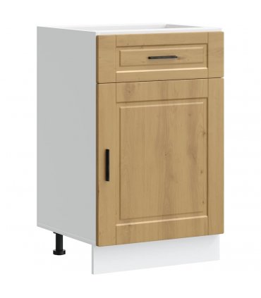 vidaXL Kitchen Base Cabinet Porto Artisan Oak Engineered W — Size: 50 x 46 x 81.5 cm, Model: 1x bottom cabinet (1 door 1 drawer)