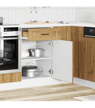 vidaXL Kitchen Base Cabinet Porto Artisan Oak Engineered W — Size: 50 x 46 x 81.5 cm, Model: 1x bottom cabinet (1 door 1 drawer)