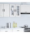 vidaXL Kitchen Wall Cabinet with Glass Door Porto White — Size: 60 x 31 x 60 cm, Model: 1x wall glass cabinet (2 doors)