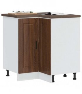 vidaXL Kitchen Corner Base Cabinet Porto Brown Oak Engi — Size: 75.5 x 75.5 x 81.5 cm, Model: 1x corner bottom cabinet (2 doors)
