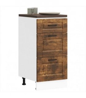 vidaXL Kitchen Base Cabinet Porto Smoked Oak Engineered Wood — Size: 40 x 46 x 81.5 cm, Model: 1x bottom cabinet (3 drawers)