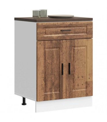 vidaXL Kitchen Base Cabinet Porto Old Wood Engineered Woo — Size: 60 x 46 x 81.5 cm, Model: 1x bottom cabinet (2 doors 1 drawer)