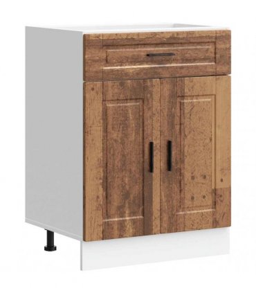 vidaXL Kitchen Base Cabinet Porto Old Wood Engineered Woo — Size: 60 x 46 x 81.5 cm, Model: 1x bottom cabinet (2 doors 1 drawer)