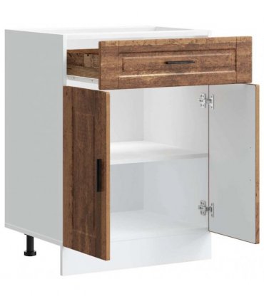 vidaXL Kitchen Base Cabinet Porto Old Wood Engineered Woo — Size: 60 x 46 x 81.5 cm, Model: 1x bottom cabinet (2 doors 1 drawer)