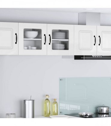 vidaXL Wall Glass Cabinet PORTO High Gloss White 40 x 31 x 40 cm — Model: 1x wall glass cabinet (1 door)