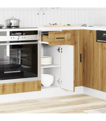 vidaXL Kitchen Base Cabinet Porto Artisan Oak Engineered W — Size: 30 x 46 x 81.5 cm, Model: 1x bottom cabinet (1 door 1 drawer)