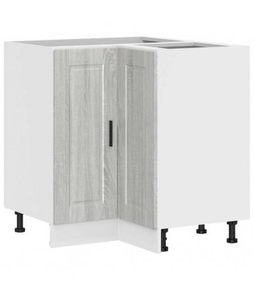 vidaXL Kitchen Corner Base Cabinet Porto Grey Sonoma En — Size: 75.5 x 75.5 x 81.5 cm, Model: 1x corner bottom cabinet (2 doors)