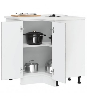 vidaXL Kitchen Corner Base Cabinet Porto Grey Sonoma En — Size: 75.5 x 75.5 x 81.5 cm, Model: 1x corner bottom cabinet (2 doors)