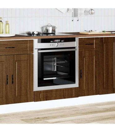 vidaXL Oven Cabinet Porto Brown Oak Engineered Wood — Size: 60 x 46 x 81.5 cm, Model: 1x oven cabinet