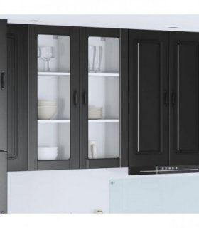 vidaXL Wall Glass Cabinet PORTO Black 40 x 31 x 100 cm Engineered Wood — Model: 1x wall glass cabinet (1 door)
