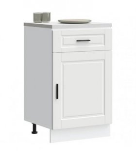 vidaXL Kitchen Base Cabinet Porto White Engineered Wood — Size: 50 x 46 x 81.5 cm, Model: 1x bottom cabinet (1 door 1 drawer)