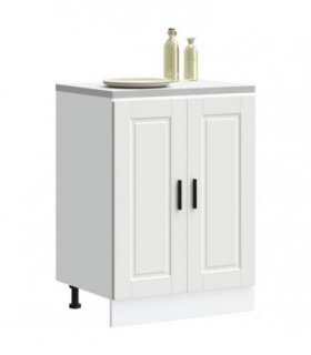vidaXL Kitchen Base Cabinet Porto White Engineered Wood — Size: 60 x 46 x 81.5 cm, Model: 1x bottom cabinet (2 doors)