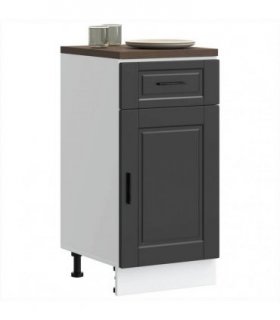 vidaXL Kitchen Base Cabinet Porto Black Engineered Wood — Size: 40 x 46 x 81.5 cm, Model: 1x bottom cabinet (1 door 1 drawer)