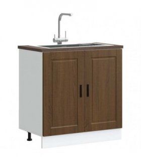 vidaXL Sink Base Cabinet "Porto" Brown Oak 80x46x81.5 cm Engineere — Size: 80 x 46 x 81.5 cm, Model: 1x bottom cabinet (2 doors)