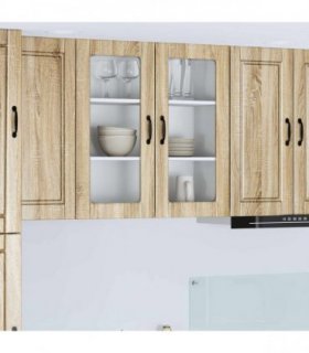 vidaXL Wall Glass Cabinet PORTO Sonoma Oak 80 x 31 x 80 cm — Model: 1x wall glass cabinet (2 doors)
