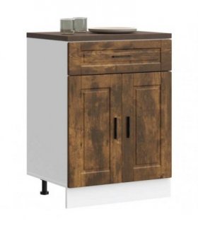 vidaXL Kitchen Base Cabinet Porto Smoked Oak Engineered W — Size: 60 x 46 x 81.5 cm, Model: 1x bottom cabinet (2 doors 1 drawer)