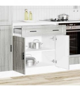 vidaXL Kitchen Base Cabinet Porto Grey Sonoma Engineered — Size: 80 x 46 x 81.5 cm, Model: 1x bottom cabinet (2 doors 2 drawers)