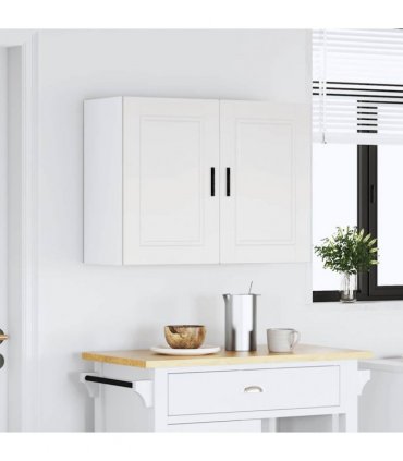vidaXL Kitchen Wall Cabinet Porto White Engineered Wood — Size: 80 x 31 x 60 cm, Model: 1x wall cabinet (2 doors)