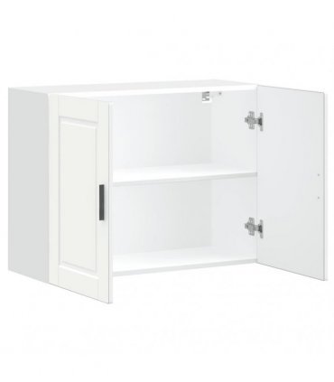 vidaXL Kitchen Wall Cabinet Porto White Engineered Wood — Size: 80 x 31 x 60 cm, Model: 1x wall cabinet (2 doors)