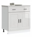 vidaXL Kitchen Base Cabinet Porto High Gloss White Engin — Size: 80 x 46 x 81.5 cm, Model: 1x bottom cabinet (2 doors 2 drawers)