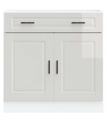 vidaXL Kitchen Base Cabinet Porto High Gloss White Engin — Size: 80 x 46 x 81.5 cm, Model: 1x bottom cabinet (2 doors 2 drawers)