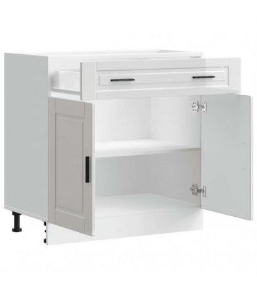 vidaXL Kitchen Base Cabinet Porto High Gloss White Engin — Size: 80 x 46 x 81.5 cm, Model: 1x bottom cabinet (2 doors 2 drawers)