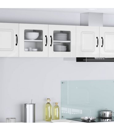 vidaXL Wall Glass Cabinet PORTO 2 pcs High Gloss White 40 x 31 x 40 cm — Model: 2x wall glass cabinet (1 door)