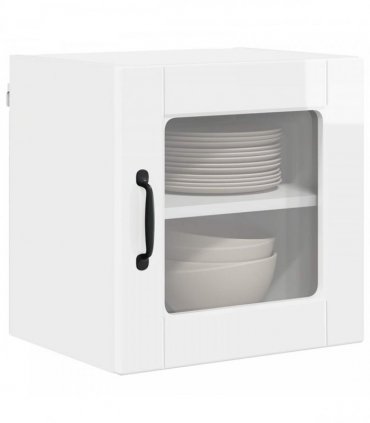 vidaXL Wall Glass Cabinet PORTO 2 pcs High Gloss White 40 x 31 x 40 cm — Model: 2x wall glass cabinet (1 door)