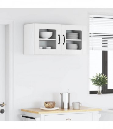 vidaXL Wall Glass Cabinet PORTO 2 pcs High Gloss White 40 x 31 x 40 cm — Model: 2x wall glass cabinet (1 door)