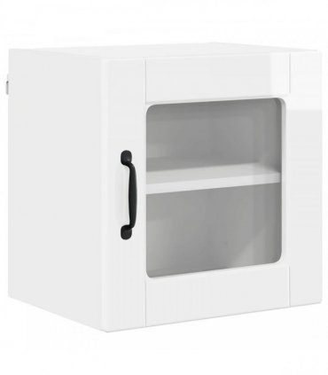 vidaXL Wall Glass Cabinet PORTO 2 pcs High Gloss White 40 x 31 x 40 cm — Model: 2x wall glass cabinet (1 door)