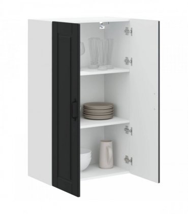 vidaXL Wall Cabinet PORTO Black 60 x 31 x 100 cm Engineered Wood — Model: 1x wall cabinet (2 doors)