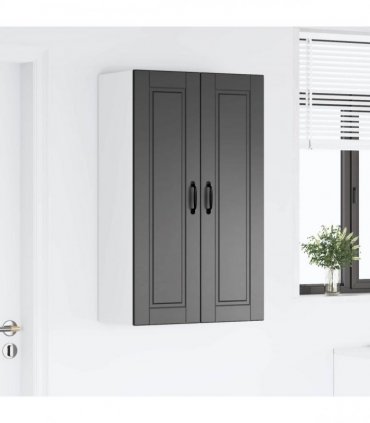 vidaXL Wall Cabinet PORTO Black 60 x 31 x 100 cm Engineered Wood — Model: 1x wall cabinet (2 doors)