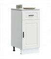 vidaXL Kitchen Base Cabinet Porto White Engineered Wood — Size: 40 x 46 x 81.5 cm, Model: 1x bottom cabinet (1 door 1 drawer)