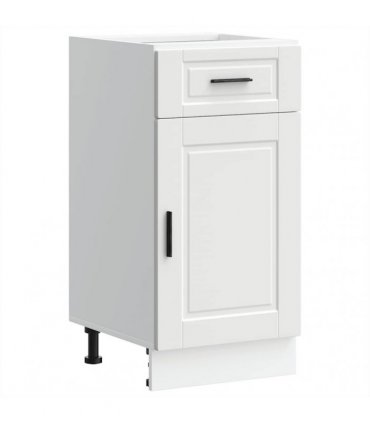 vidaXL Kitchen Base Cabinet Porto White Engineered Wood — Size: 40 x 46 x 81.5 cm, Model: 1x bottom cabinet (1 door 1 drawer)