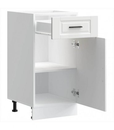 vidaXL Kitchen Base Cabinet Porto White Engineered Wood — Size: 40 x 46 x 81.5 cm, Model: 1x bottom cabinet (1 door 1 drawer)