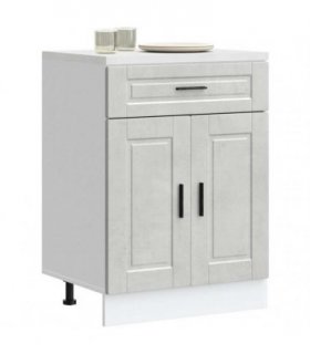 vidaXL Kitchen Base Cabinet Porto Concrete Grey Engineere — Size: 60 x 46 x 81.5 cm, Model: 1x bottom cabinet (2 doors 1 drawer)