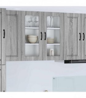 vidaXL Wall Glass Cabinet PORTO Grey Sonoma 80 x 31 x 80 cm — Model: 1x wall glass cabinet (2 doors)