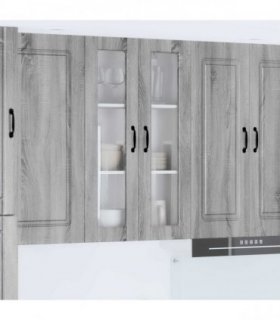 vidaXL Wall Glass Cabinet PORTO Grey Sonoma 60 x 31 x 100 cm — Model: 1x wall glass cabinet (2 doors)