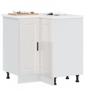 vidaXL Kitchen Corner Base Cabinet Porto High Gloss Whi — Size: 75.5 x 75.5 x 81.5 cm, Model: 1x corner bottom cabinet (2 doors)