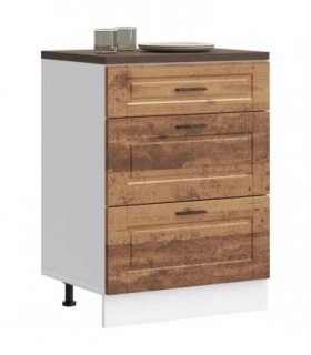 vidaXL Kitchen Base Cabinet Porto Old Wood Engineered Wood — Size: 60 x 46 x 81.5 cm, Model: 1x bottom cabinet (3 drawers)